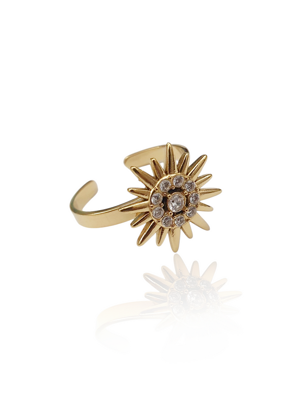 Bague rotative anti-stress Soleil Étincelant - doré