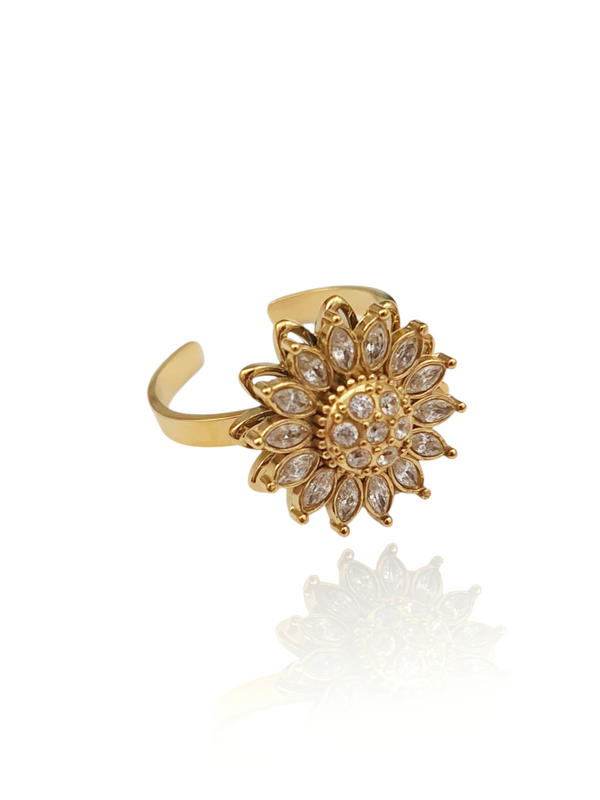 Bague rotative anti-stress Fleur Apaisante - doré