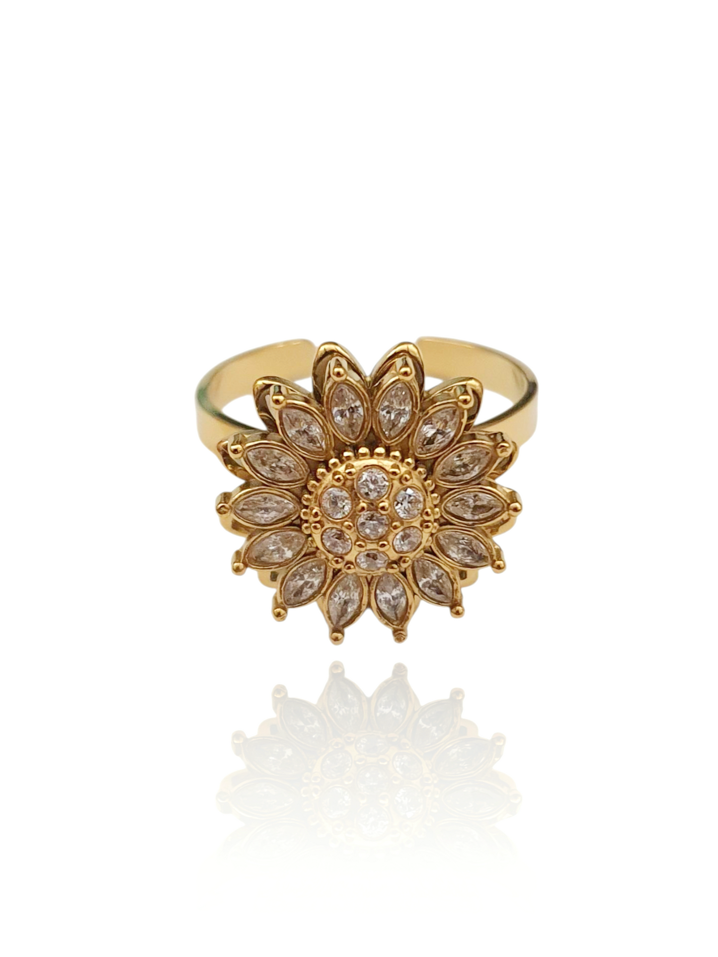 Bague rotative anti-stress Fleur Apaisante - doré