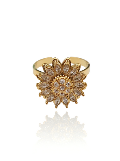 Bague rotative anti-stress Fleur Apaisante - doré