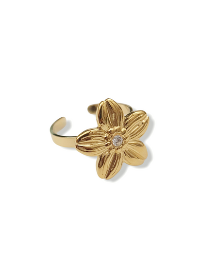 Bague rotative anti-stress Fleur de paix - doré