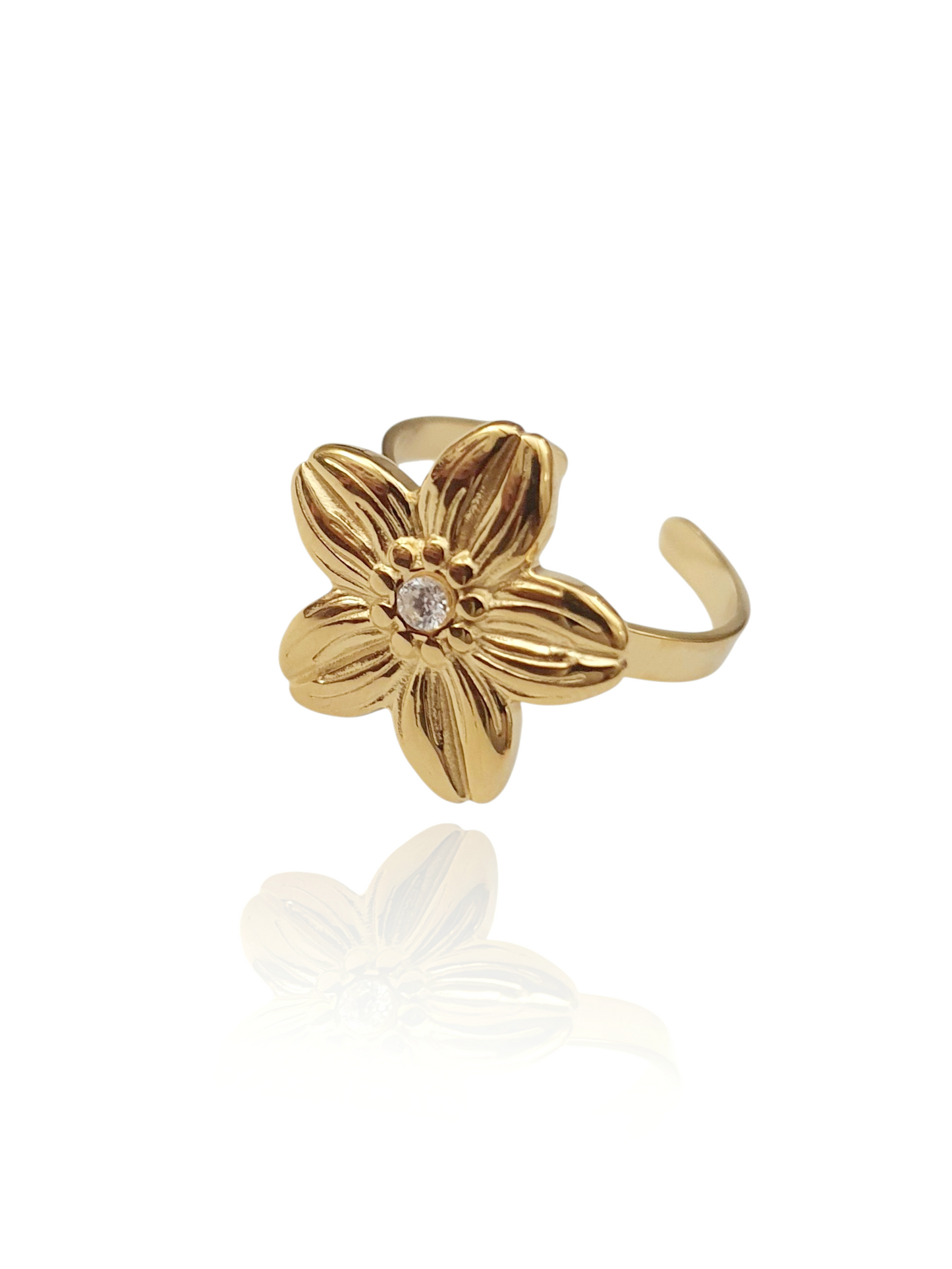Bague rotative anti-stress Fleur de paix - doré