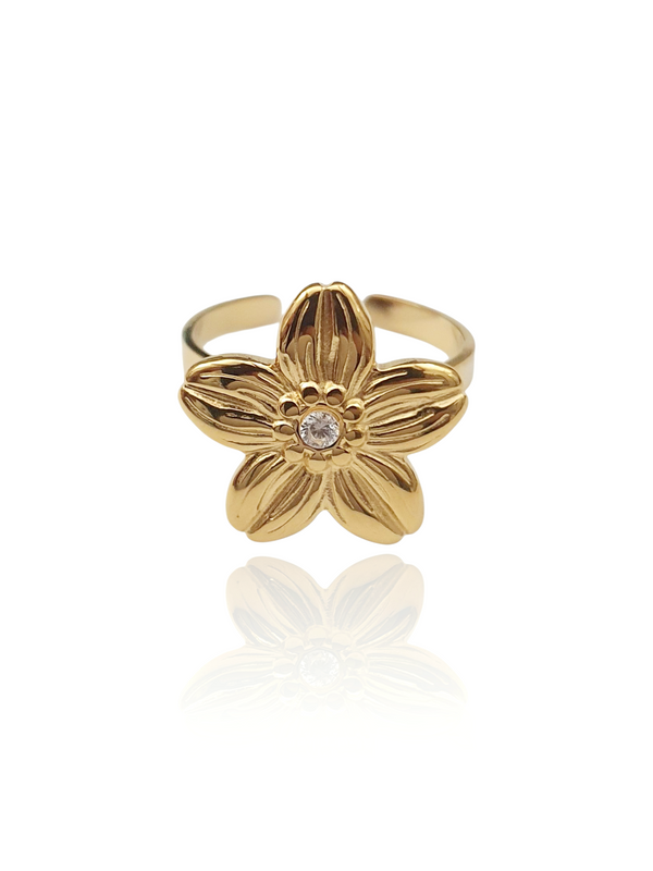 Bague rotative anti-stress Fleur de paix - doré