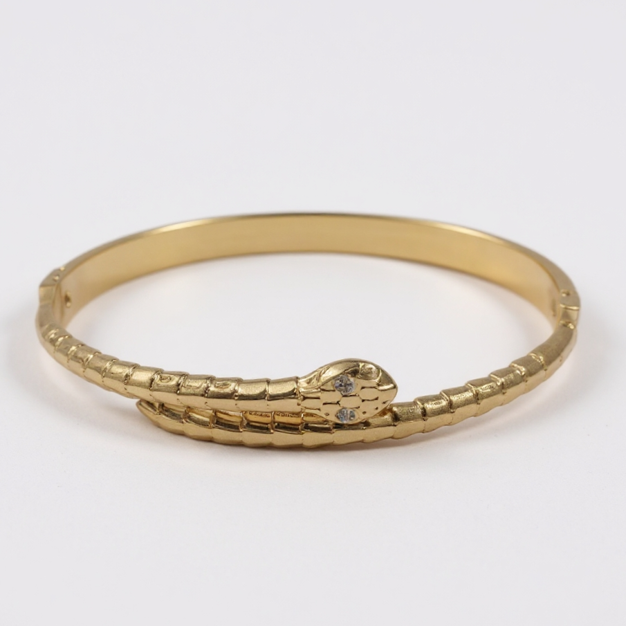 Jonc serpent yeux zircons - doré