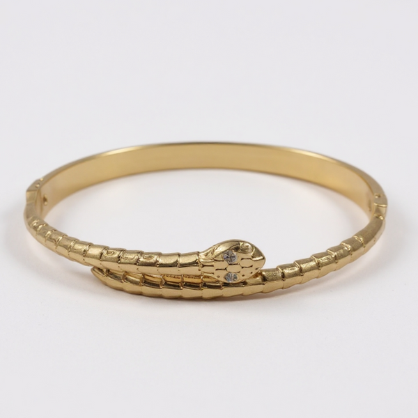 Jonc serpent yeux zircons - doré