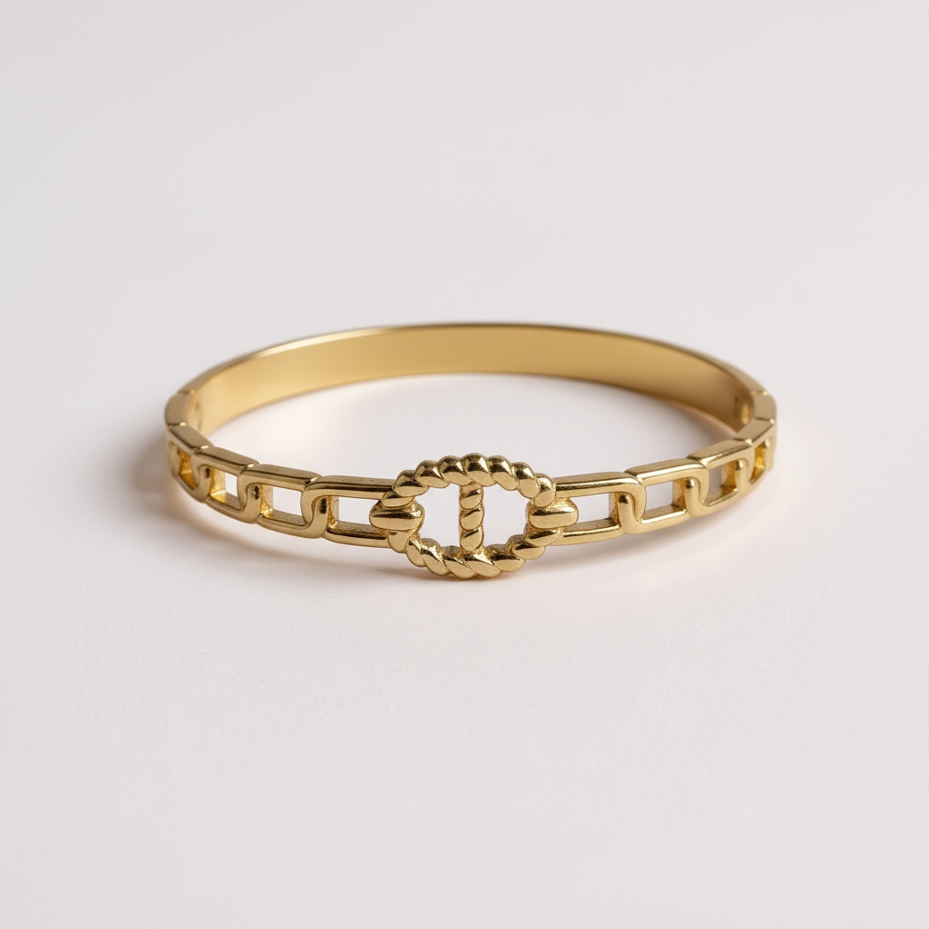 Jonc maille marine - doré