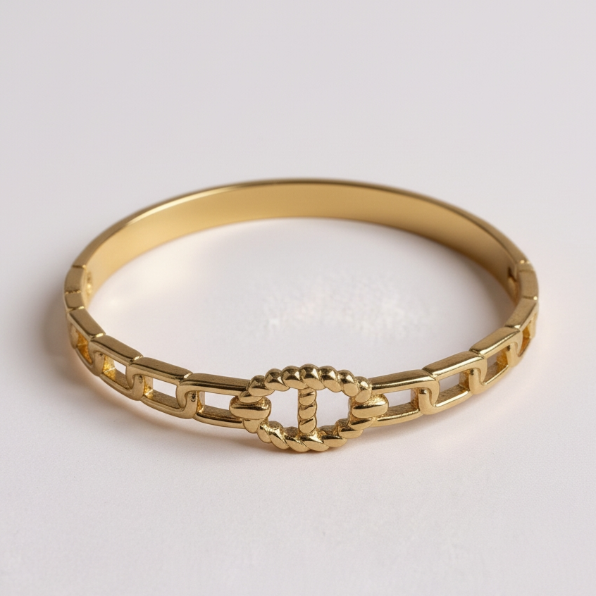 Jonc maille marine - doré