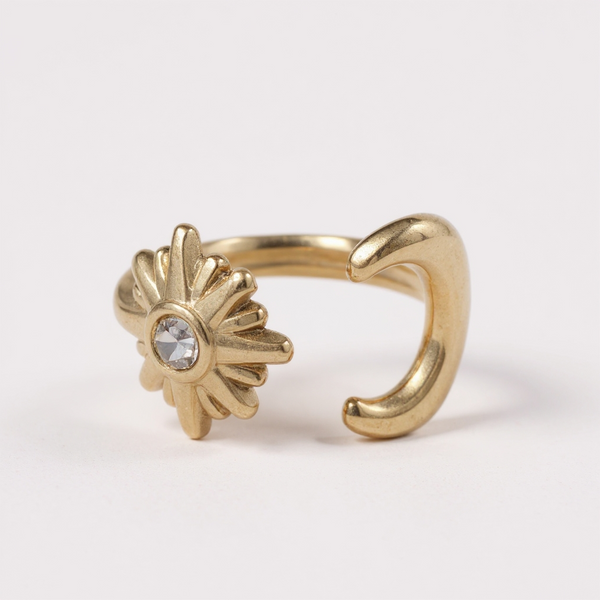 Bague Lune & Soleil zircon- doré