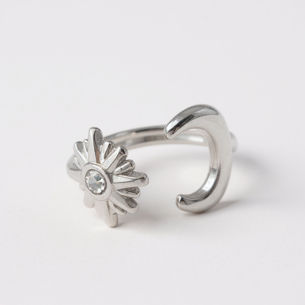 Bague Lune & Soleil zircon - argenté