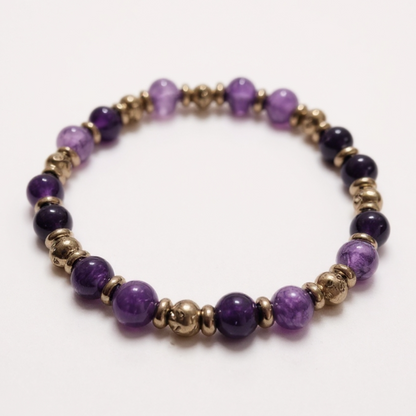 Bracelet élastique perles en pierres naturelles - doré