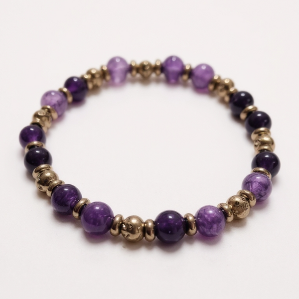 Bracelet élastique perles en pierres naturelles - doré