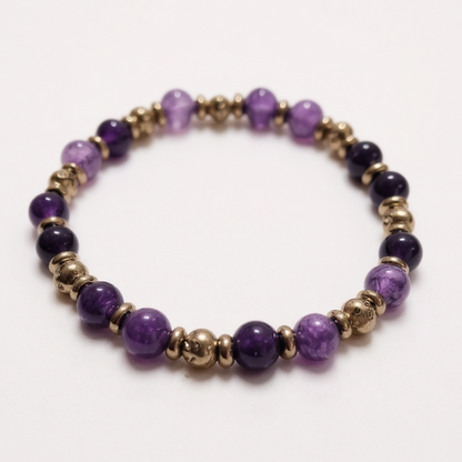 Bracelet élastique perles en pierres naturelles - doré