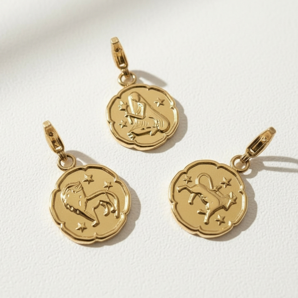 Charm médaillon signe astrologique - doré