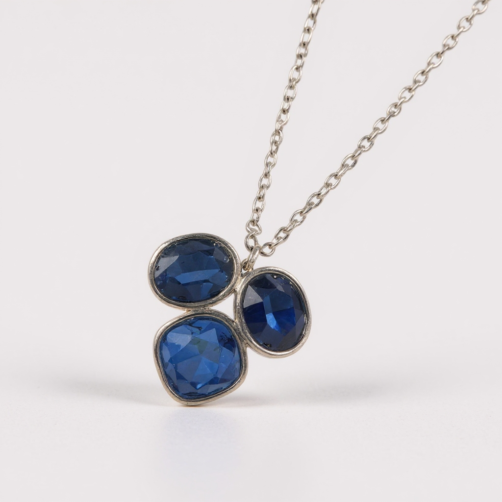 Collier Trio de cristaux azurins - argenté