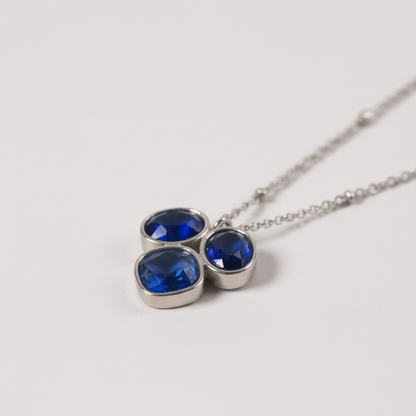 Collier Trio de cristaux azurins - argenté