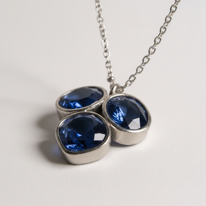 Collier Trio de cristaux azurins - argenté