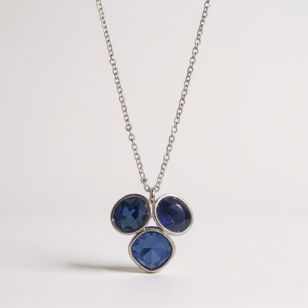 Collier Trio de cristaux azurins - argenté