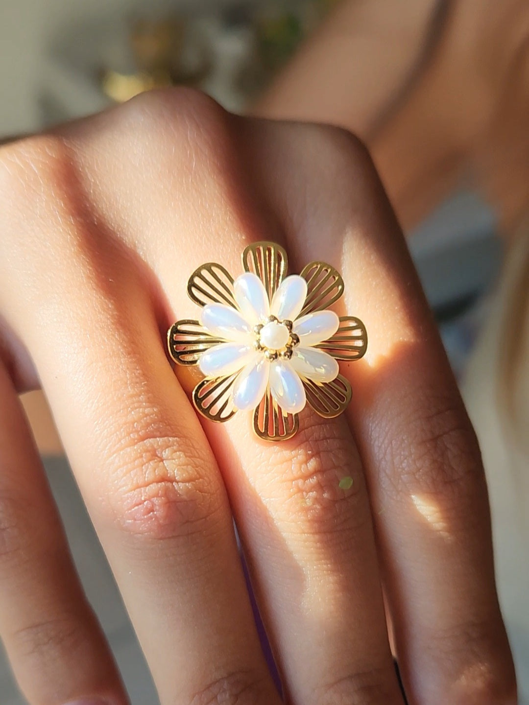Bague rotative anti-stress FLEUR DE SÉRÉNITÉ - doré