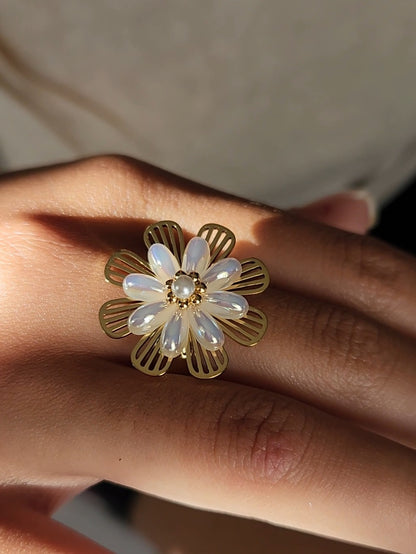 Bague rotative anti-stress FLEUR DE SÉRÉNITÉ - doré
