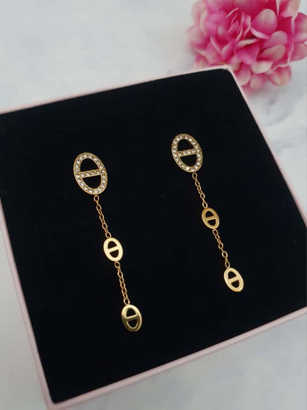 Boucles d'oreilles pendantes AGATA strass - doré