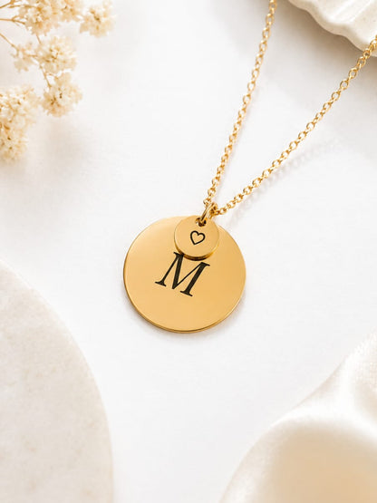 Collier double médaille à graver | Doré