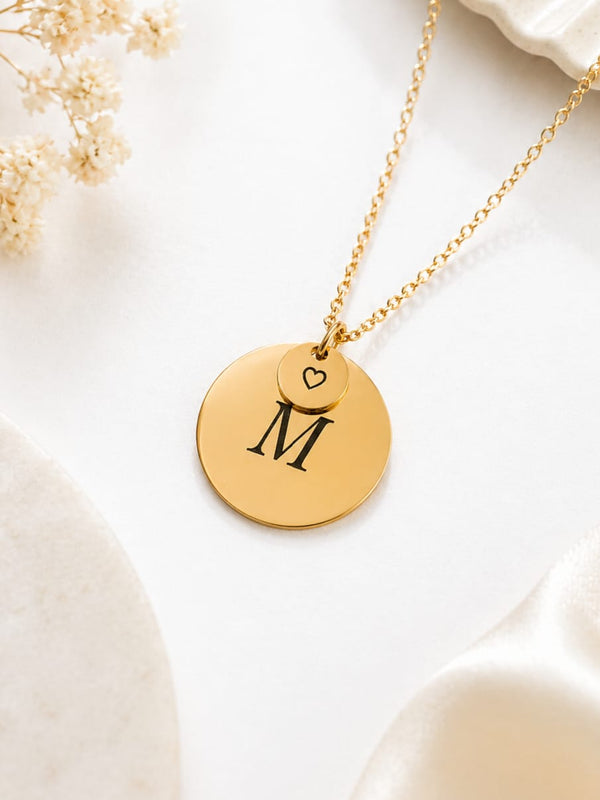 Collier double médaille à graver | Doré