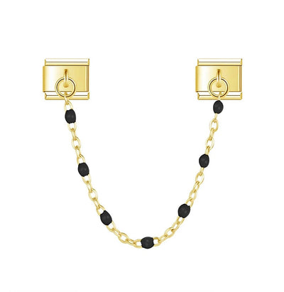 Double Charm italien chaînette perles noires
