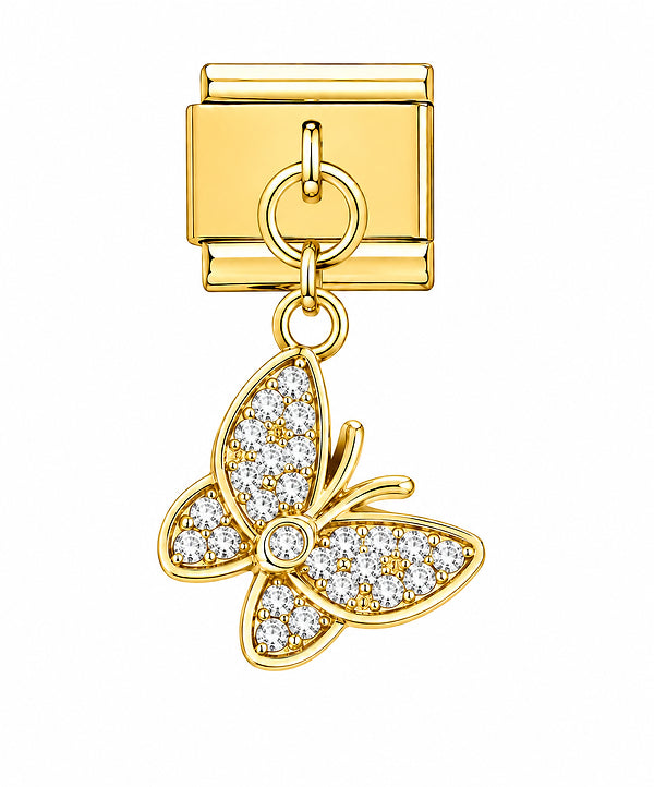 Charm italien breloque papillon strass