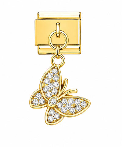 Charm italien breloque papillon strass