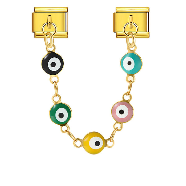 Double Charm italien chaînette yeux turcs multicolores