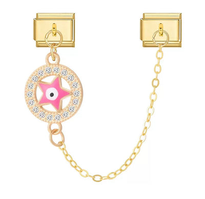 Double Charm italien chaînette oeil étoile rose