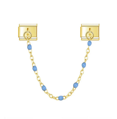 Double Charm italien chaînette perles bleues