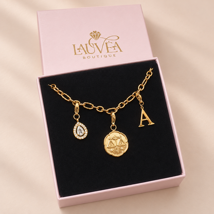 Charms Bubble lettres initiales - doré