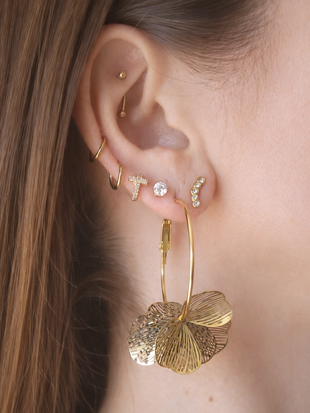 Boucles d'oreilles fleurs léopard - doré