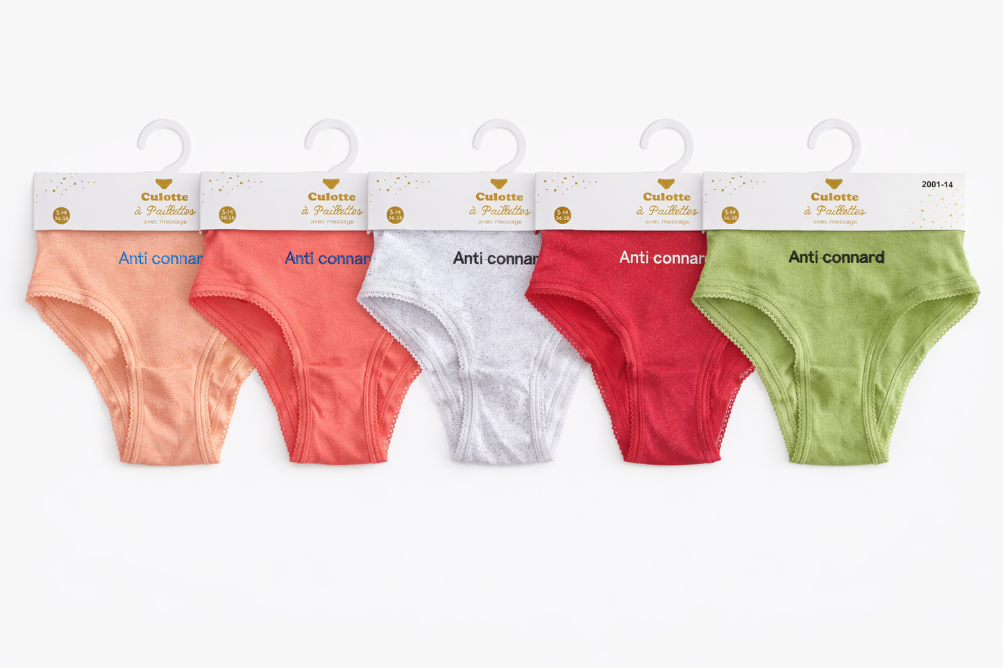 Culotte pailletée à message "Anti-connard" - Couleur aléatoire