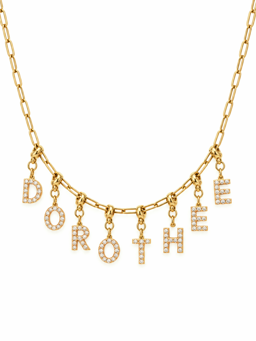 Collier prénom charms lettres strass