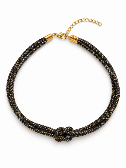 Collier ras de cou cordon pailleté noir