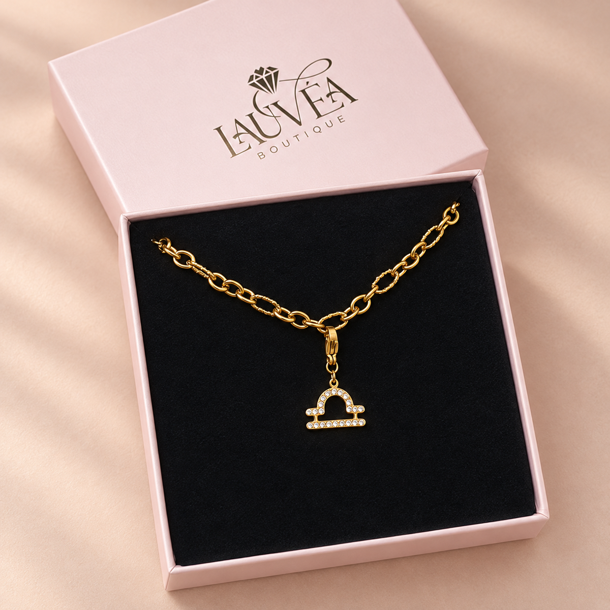 Charm signe astrologique zircons - doré
