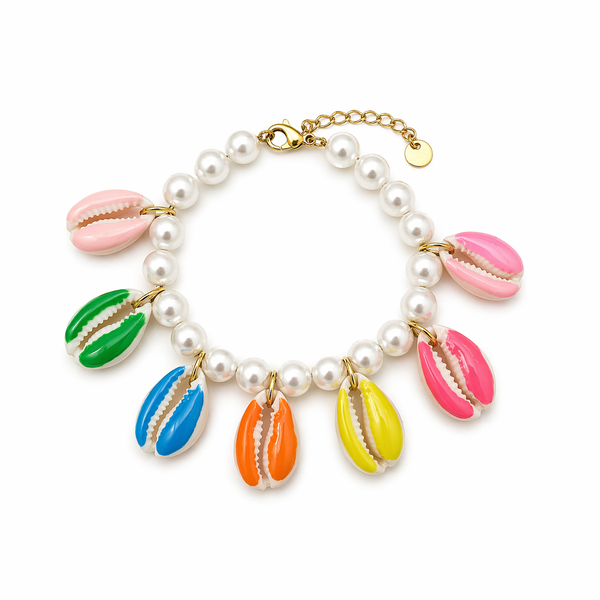 Bracelet coquillages "Aurore des Mers" - doré / multicolore