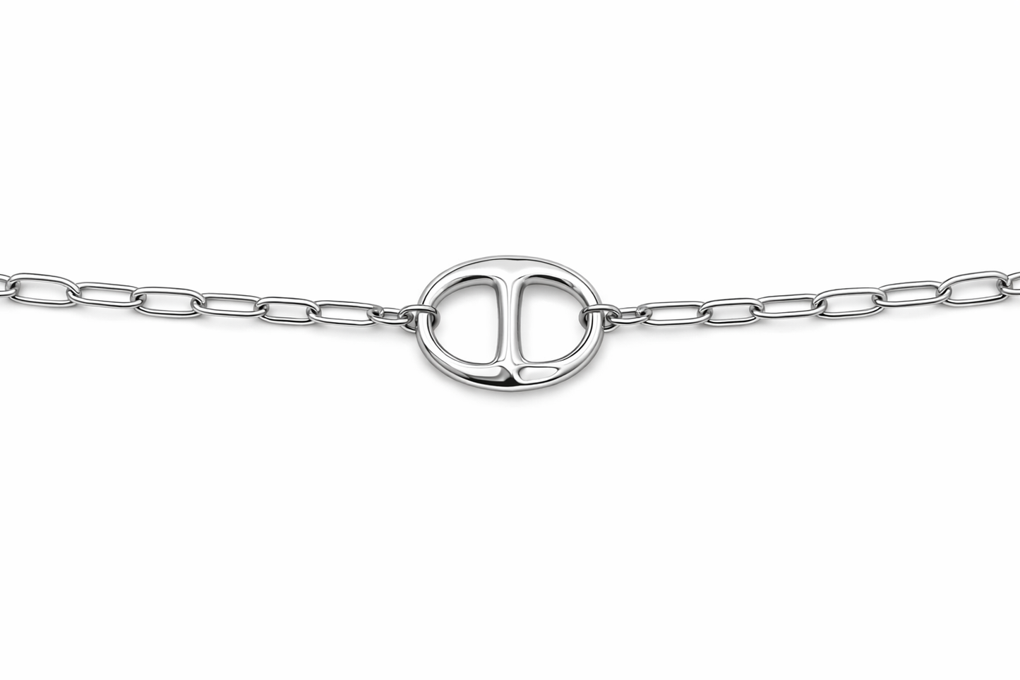 Bracelet maille marine martelée - argenté