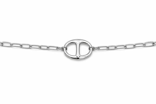 Bracelet maille marine martelée - argenté