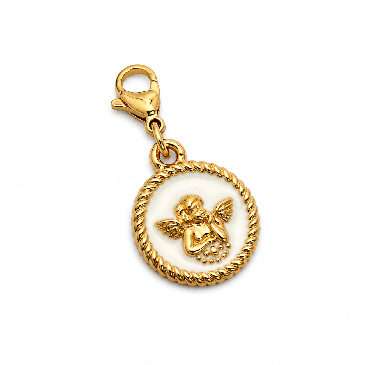 Charm médaillon ange blanc