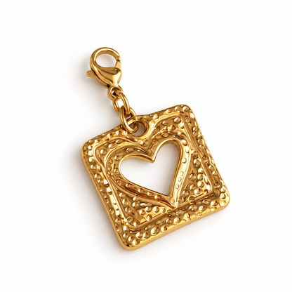 Charm médaillon carré cœur