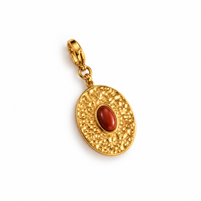 Charm médaille pierre Cornaline