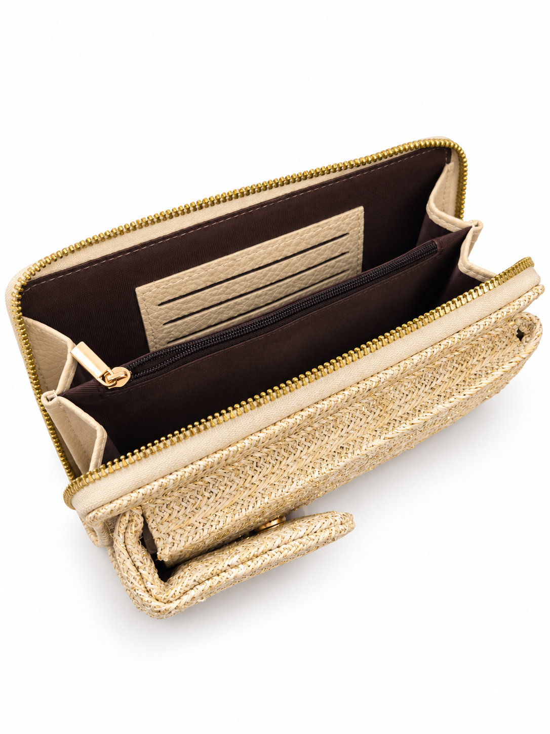 Pochette téléphone, intérieur zippé et porte-cartes