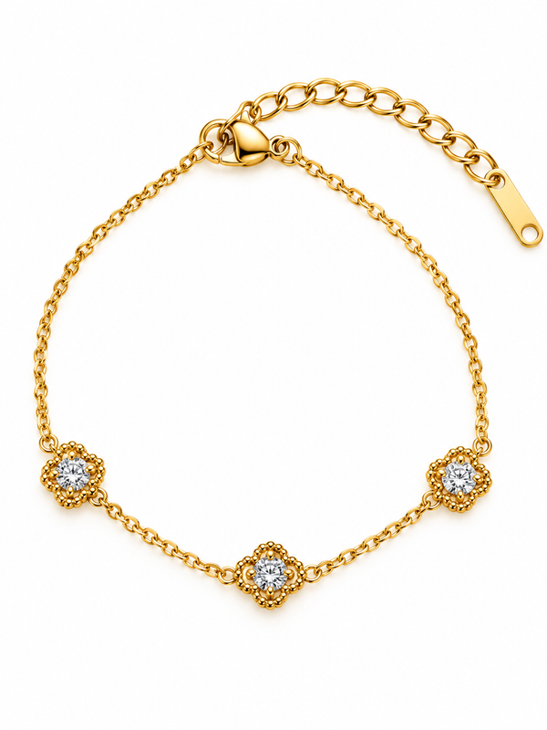 Bracelet fleurs zircons