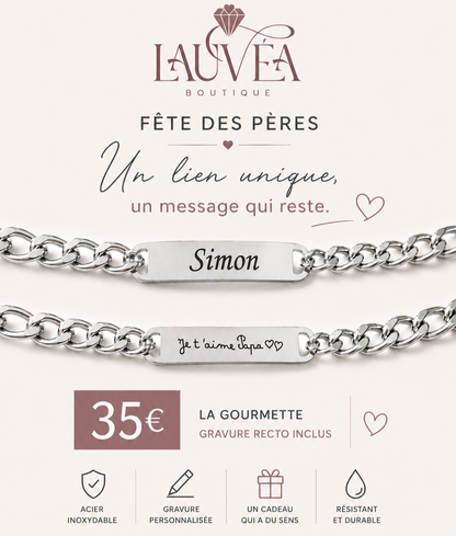 Bracelet gourmette maillons plats à graver | Coloris au choix