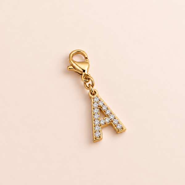 Charms lettres initiales strass zircons