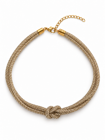 Collier ras de cou cordon pailleté beige
