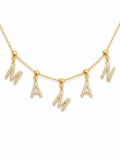 Collier charms strass MAMAN avec écrin - doré